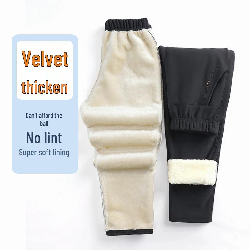 Women's Plus Size Fleece-Lined Elastic Cotton Pants - Warm, Casual Autumn/Winter Trousers