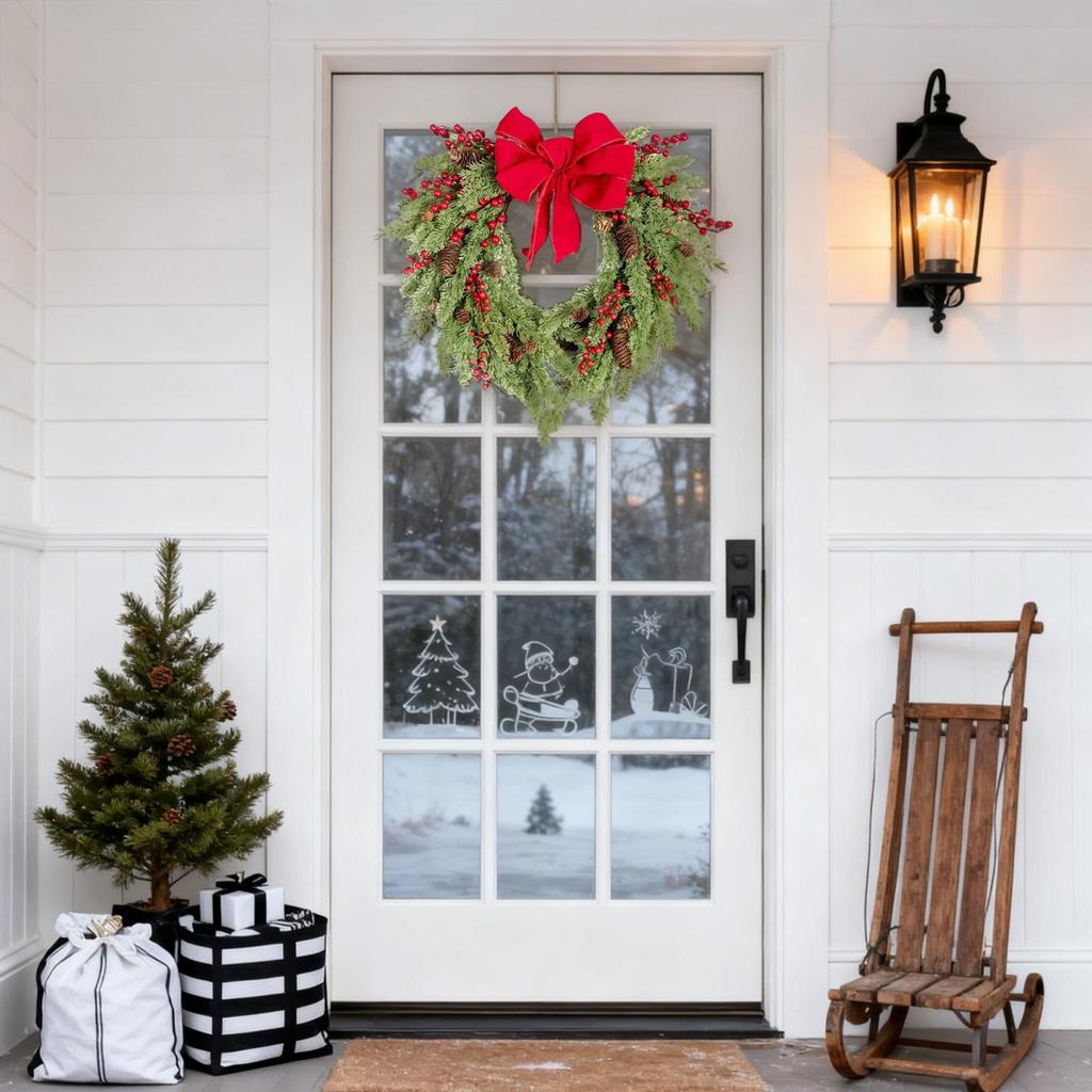 Weihnachtskranz, Winterkranz-Girlande, Wandbehang Künstlicher Kranz, Haustürkranz Weihnachtskranz Für Innen Außen