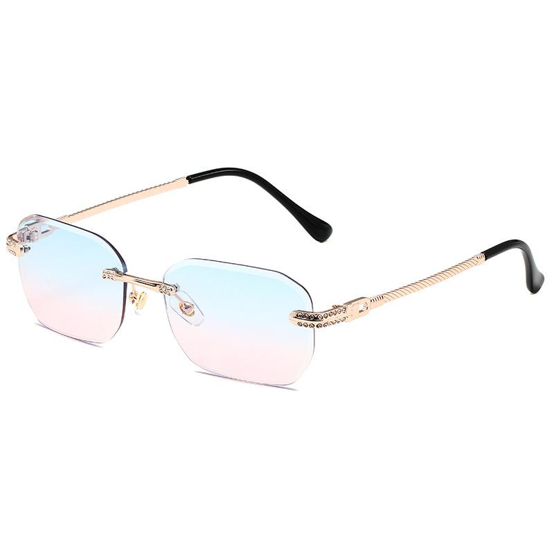 Women's fashion cut edge diamond rimless sunglasses Men's classic fashion brand driving glasses Trendy street wear accessories