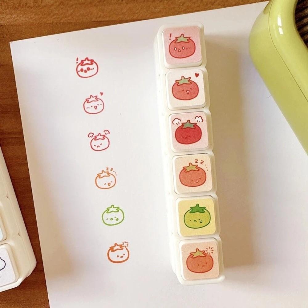 

New 6pcs Set Stationery Stamps Mood Weather Travel Mini Size Rubber Stamp Plastic White Kawaii Stamps for Arts DIY