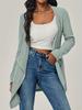 Amazon autumn and winter cross-border new European and American fashion women's solid color ribbed knitted cardigan cardigan long-sleeved sweater