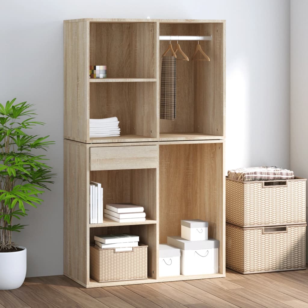 Makeup Table Shelf in Sonoma Oak 80 x 40 x 65 cm Engineered Wood