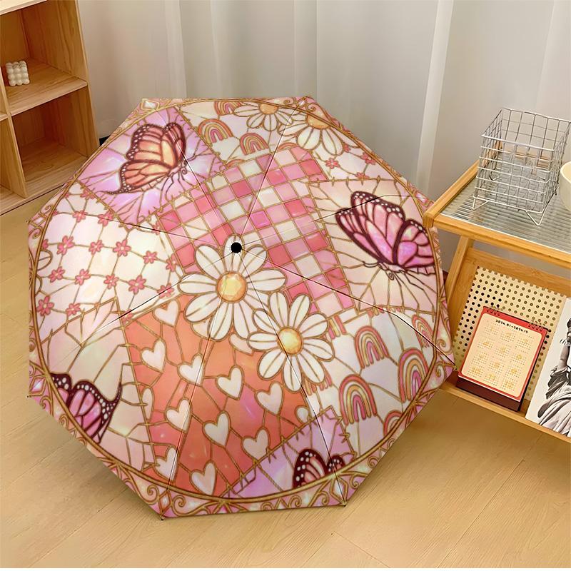 

Butterfly Vintage (2) Printed umbrella windproof folding umbrella portable sun and rain umbrella suitable for gifting