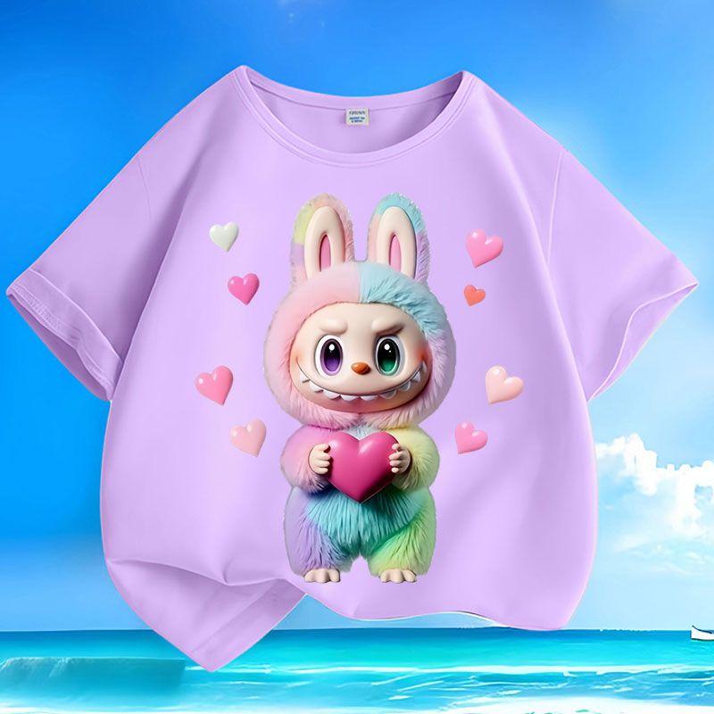 Children's Fashionable Pure Cotton Top, Cute Loose T-shirts for Boys and Girls  Summer