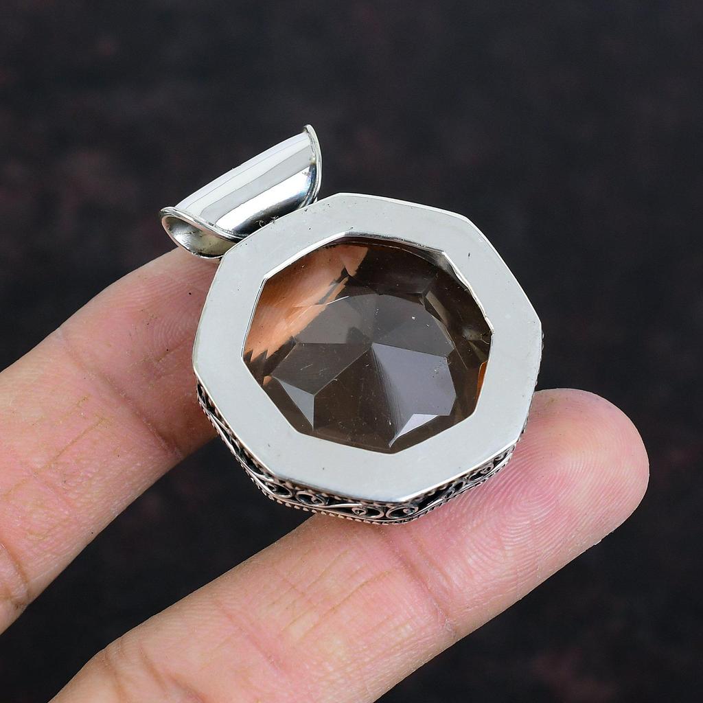 Faceted Morganite Pendant Gemstone Vintage Pendant 925 Sterling Silver Pendant Handmade Pendant Very Pretty Morganite Jewelry Gifts For Her