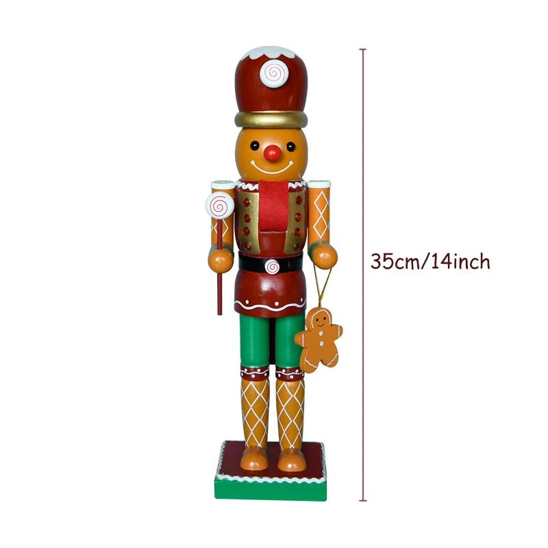 

35cm Wooden Nutcracker Soldier with Gingerbread Decor, Festive Christmas Gift Ideal Collectible Tabletop Ornament