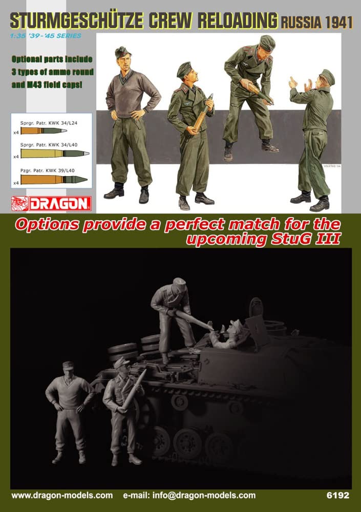 Platz Dragon 1/35 Scale World War II German Assault Turret Crew Ammunition Supply, Russia, 1941 Plastic Model Kit DR6192