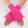 Women Half Finger Gloves Winter Knitted Arm Sleeves Fingerless Mittens Solid Color Soft Gloves Students Touch Screen Gloves
