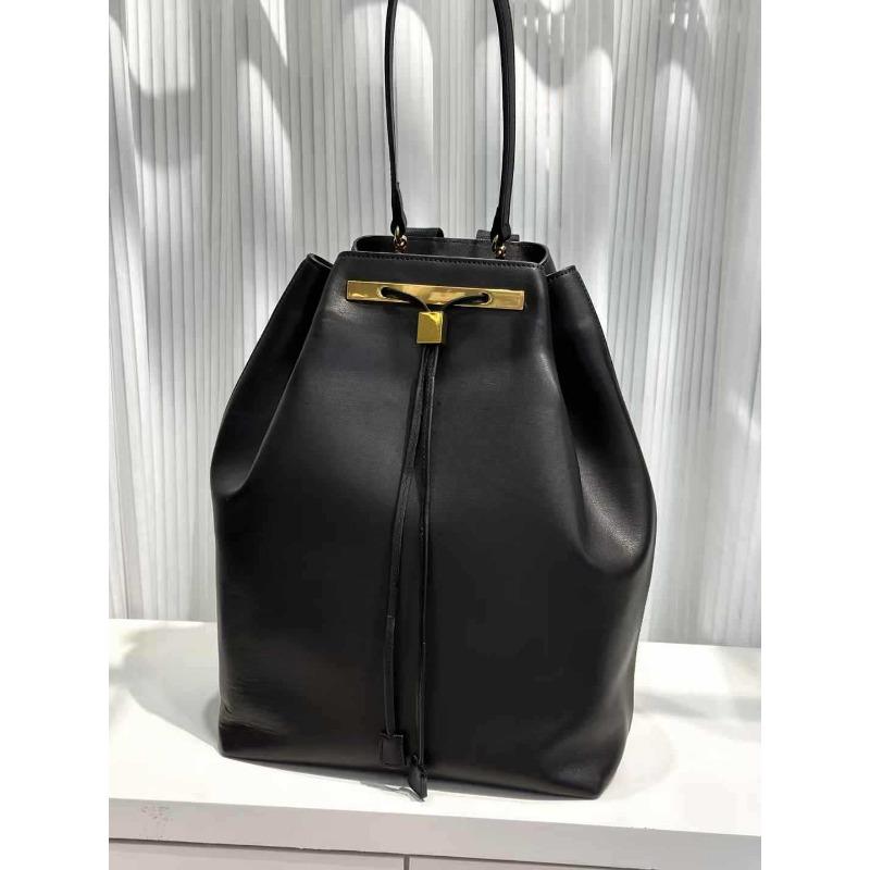 

Кожаный рюкзак Женский рюкзак из коровьей кожи для путешествий Рюкзак большой вместимости для поездок на работу Модный рюкзак Нишевый дизайн Сумка-мешок со шнурком 27*38*13cm чёрный