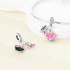 S925 Sterling Silver Pink Ballet Shoes Skates Pendant Charms Fit Original  Bracelet Necklace Jewelry Making For Women Gift