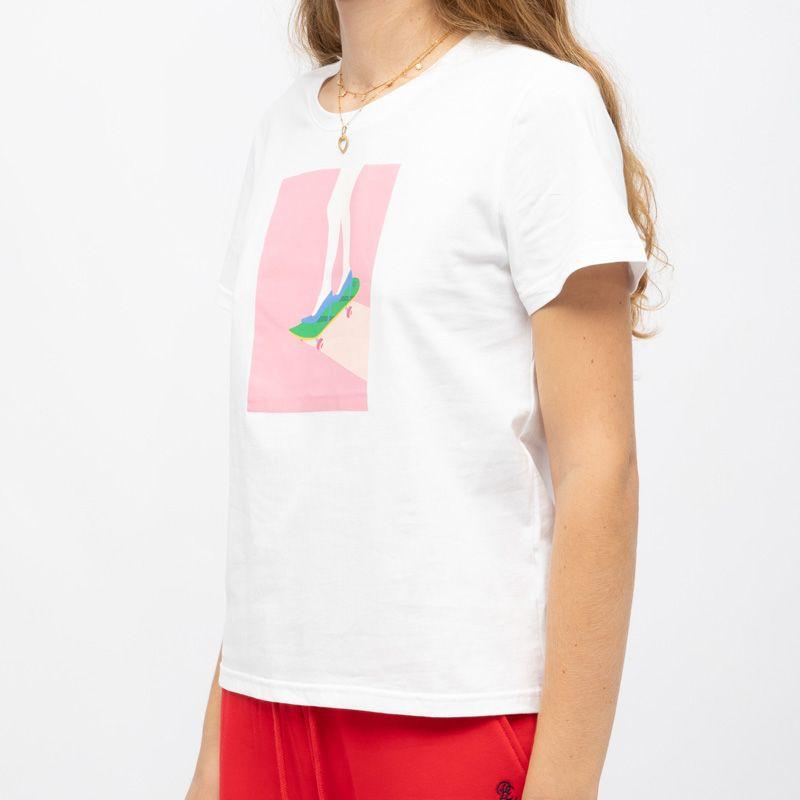 Tee shirt blanc skateboard imprimé graphique tess Femme LA PETITE ETOILE