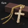 Diamond-encrusted Retro Alloy Antique Cross Pendant European and American Men's Hip-hop Necklace Accessories