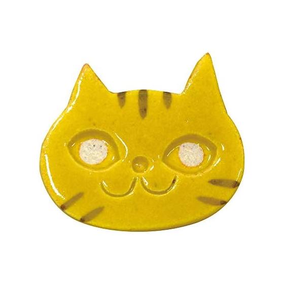 Mino Ware Smiling Cat Chopstick Rest, Chatora, Ceramic, Approx. 3x3.7x0.5cm, 0.03kg