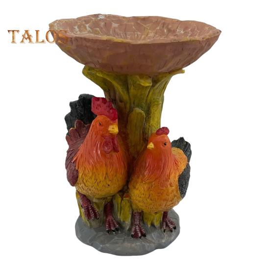 Hagefugl Mater Resin Statue Utendørs Terrasse Gård Plen Frittstående Eventyr Trehus Dyreskulptur Ornament Fuglebad Skål Vanning Fôring