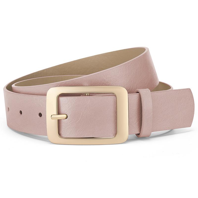 Simple Metallic Gold Pin Buckle Belt For Women Fashion Casual Jeans Accessories Girdle Goth Retro Pu Leather White Waistband