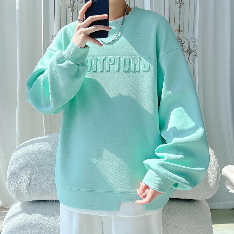 

Поддельный свитер из двух частей, мужской, весна-осень, новый, круглый вырез, с длинными рукавами, подростковая повседневная куртка, свободный мужской топ 5XL