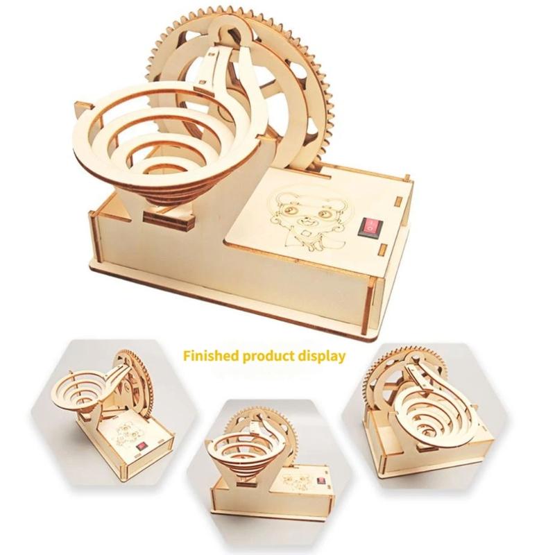 Assembly Wooden Mechanical Marble Track Gear Model Physics Teaching Tool for Homeschooling Classroom Science Education