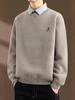 KM1331 Men's Winter Faux Two-Piece Velvet-Embroidered Knit Sweater