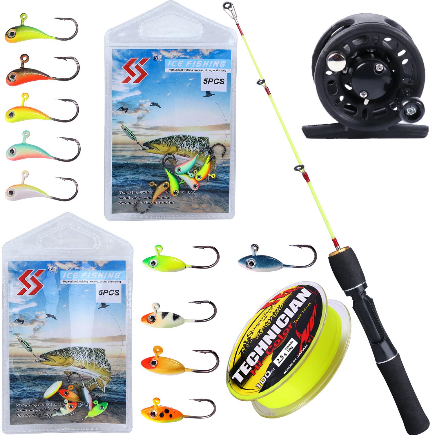 

Набор наживок для зимней удочки и катушки с леской для зимней рыбалки, ручка из ЭВА, снасти для зимней рыбалки Rod 62cm&Reel60