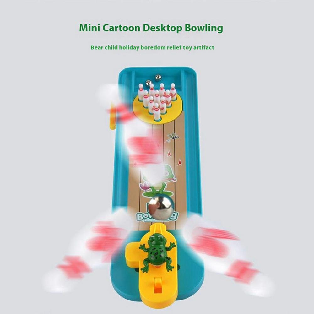 Tabletop Game Intelligence Toy Gift Frog Bowling Set Pinball Shooting Game for Kids