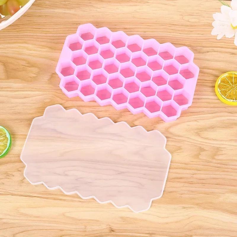Food Grade Ice Cube Tray Silicone Mold for Whiskey Cocktail, Honeycomb Forms