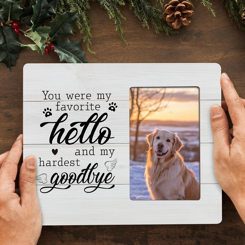 Pet Memorial Gifts for Dogs Remembrance Picture Frame, Loss of Dog Sympathy Gift, My Hardest Goodbye Frames Fits 4x6 Photo