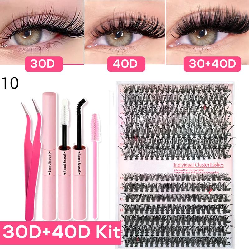 Lash Bond Asend Seal Eyelash Clusters Lasting Double-Ended Fixed Eyelash Glue Remover Tweezers Kit Eyelash Curler Brush Kit Tool