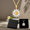 Sunflower Zirconia Pendant Necklace with Clavicle Chain - Women's Luxury Style