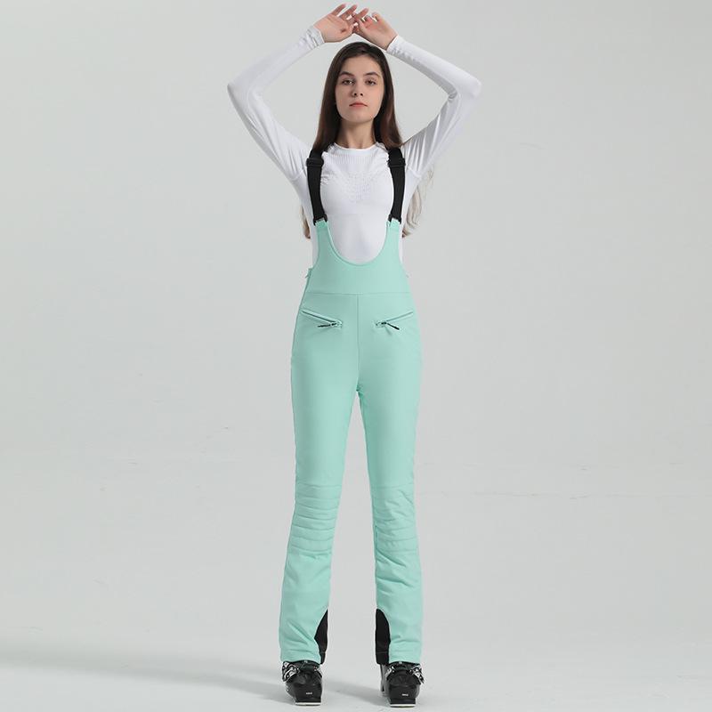 2024 Gsou Snow Winter Ski Pant Women Snowboard Strap Trouser High Waist Elastic Windproof Waterproof Thicken Thermal for Outdoor