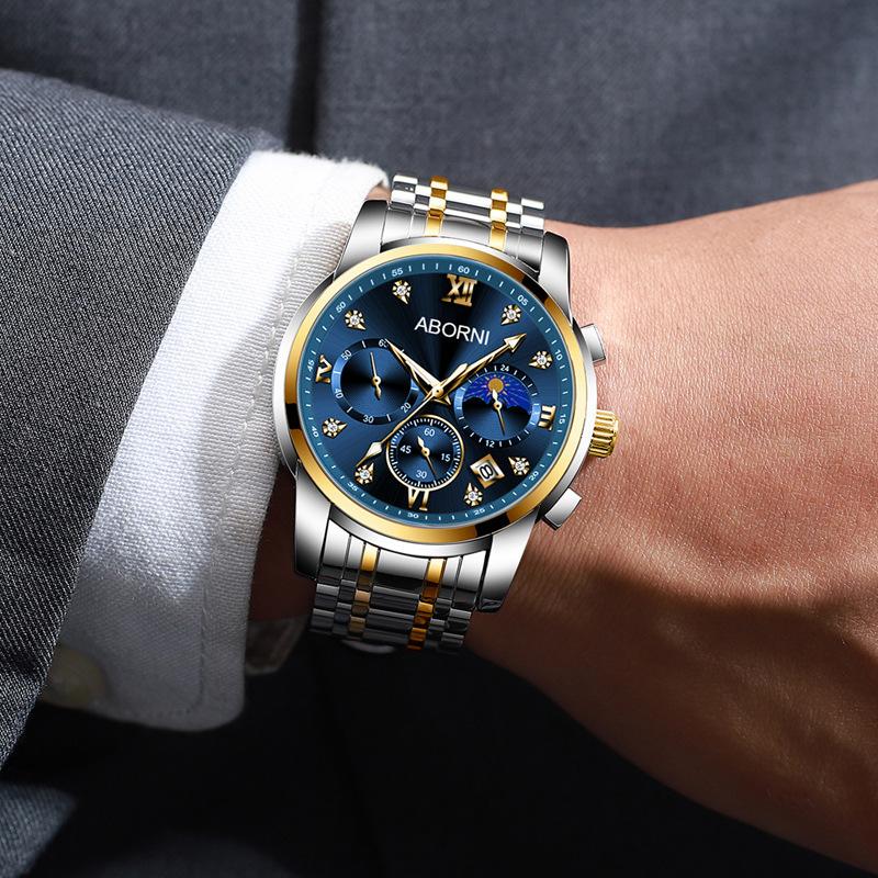 Yaboni Men'S Watch Multifunctional Three-Eye Six-Pin Business Watch Calendar Waterproof Luminous Men'S Watch
