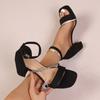 2026 High Heels Elegant Woman Sandals Bling Crystal Party Shoes Buckle Square Heels Woman Summer sandalias