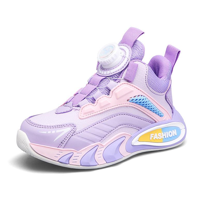 Girls' middle-aged and older children's basketball shoes, light boys' sports shoes, 2025 new spring leather children's sports shoes
