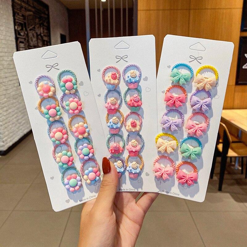 

10PCS Симпатичные мультяшные животные Волосы Ленты Девушки Эластичная резинка Головной убор Дети Оголовье Аксессуары для волос Украшения Детские завязки для волос
