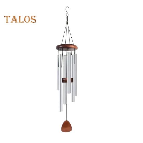 Retro-Windspiel mit 6 Aluminiumröhren und S-förmigem Haken, natürliche, beruhigende Melodie, Vintage-Windspiel für Garten, Terrasse, Außenbereich, zum Aufhängen, Windglocken-Dekoration