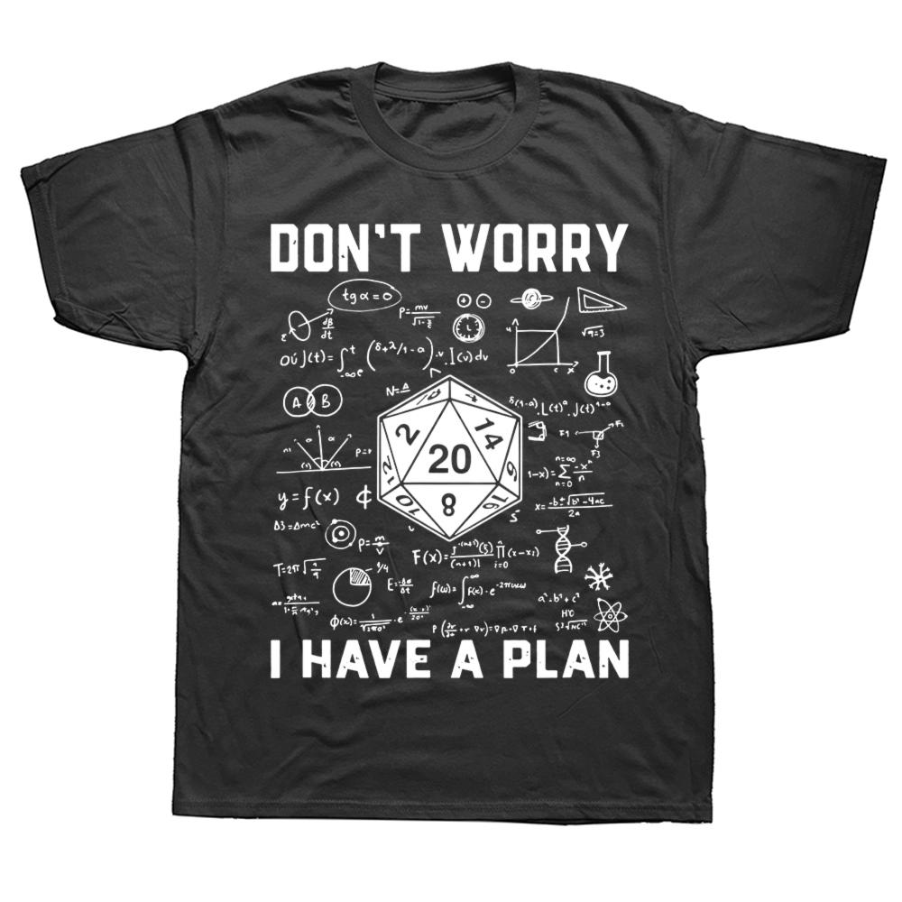 

Novelty Dungeon Dragon T Shirts Graphic Streetwear Short Sleeve I Have A Plan D20 Dice Role Playing Game DnD T-shirt Men Clot... S разноцветный