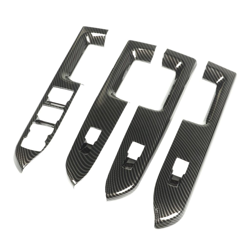4 Pcs Door Window Control Panel Cover Carbon Fiber Style Glass Lift Button Decoration Sticker for Bronco Sport CX430 4