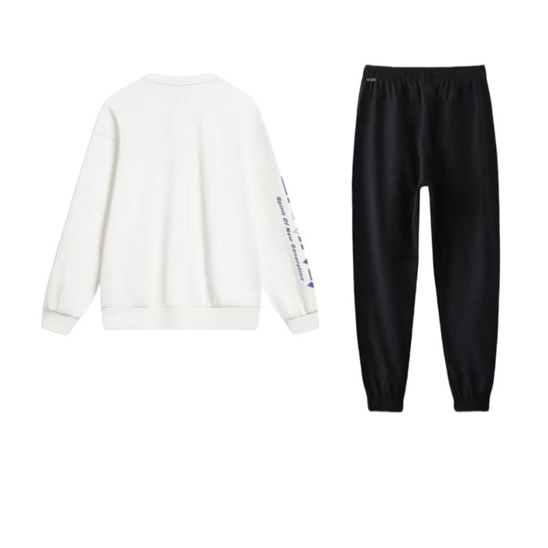 Li-Ning Letter Logo Printed Round Neck Casual Sports Suit Men Suits AYKT551-7+AWDT607-7