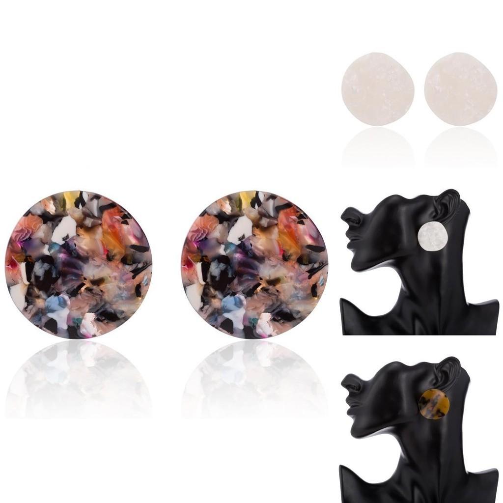 Resin Fashionable Stud Earrings For Women Simple Geometric Design Jewelry