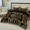 European Black Gold Geometric Design Quilt Cover 3D High Definition Printing Duvet Cover Three-Piece Soft Bedding