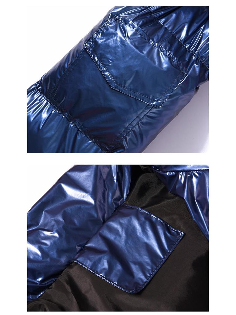 2025 Winter Men's Plus Size Stand-up Collar Shiny Cotton Jacket - Short, Thickened Korean Style Bread Coat