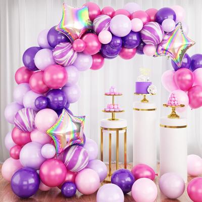 Romantic Birthday Party Baby Shower Wedding Decoration Laser Star Pink Agate Balloon Chain