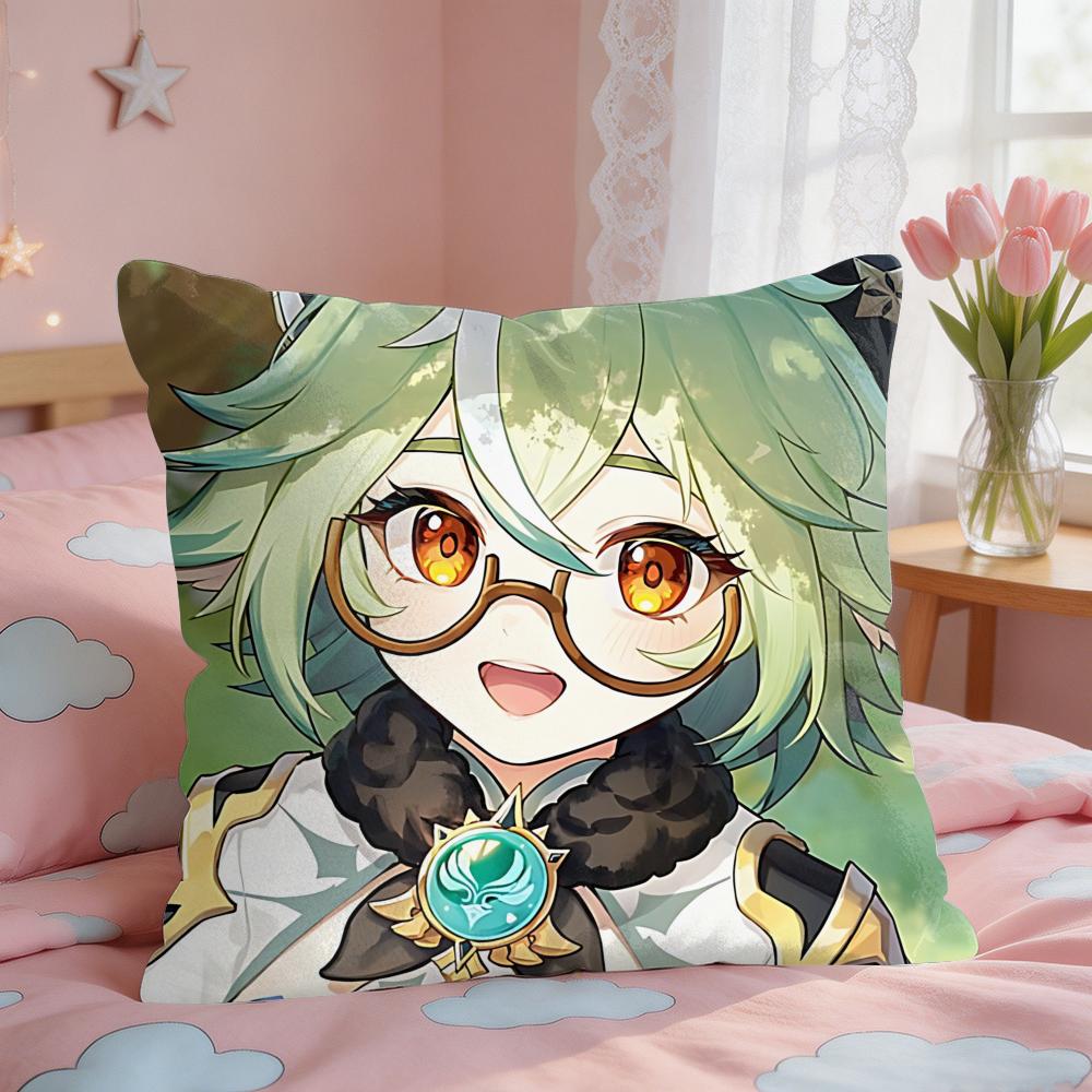Sucrose Genshin Game Cushion Cover Short Plush Pillow Case Room Sofa Cushion Covers Home Decor Funda