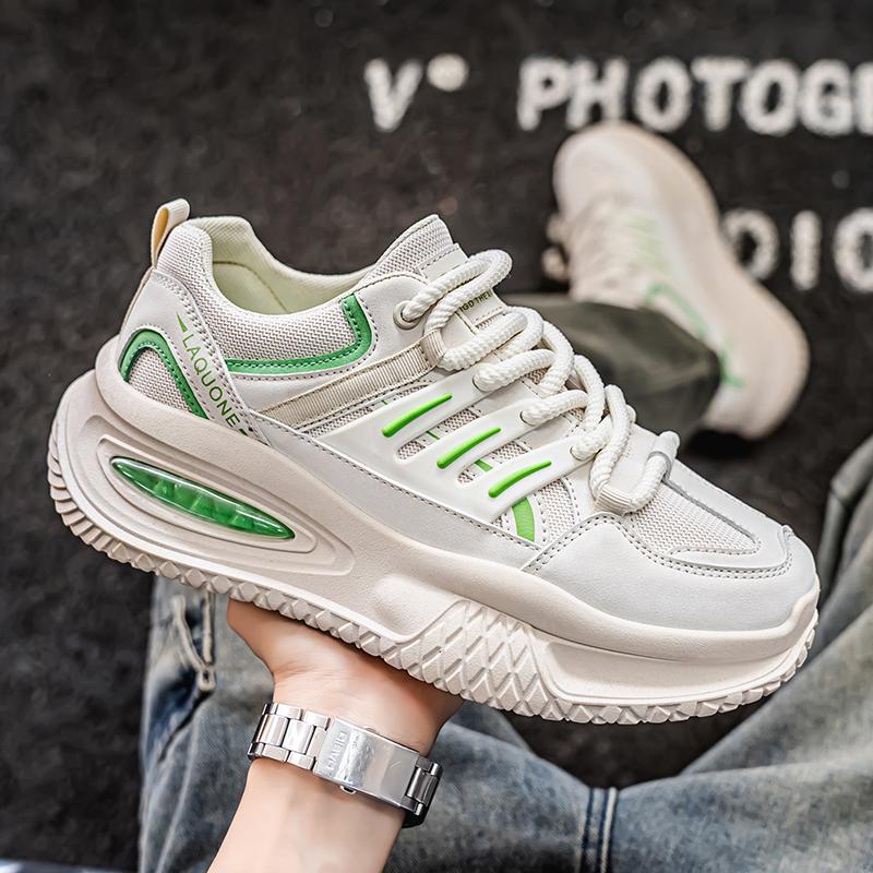 Tênis Esportivos Masculinos Casual Estilo de Rua Plataforma Tênis Estudantes Tamanho Grande Preto Tênis de Skate Aumento de Altura