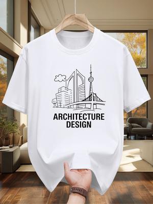 Architektur Design Grafik-T-Shirt - 100% Baumwolle Lässiges Rundhals-T-Shirt