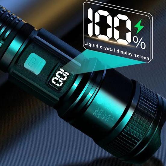 Bærbar lommelykt Super Bright High Lumens Oppladbar Vanntett LED-lommelykt Teleskopisk Zoom Camping Lommelykt