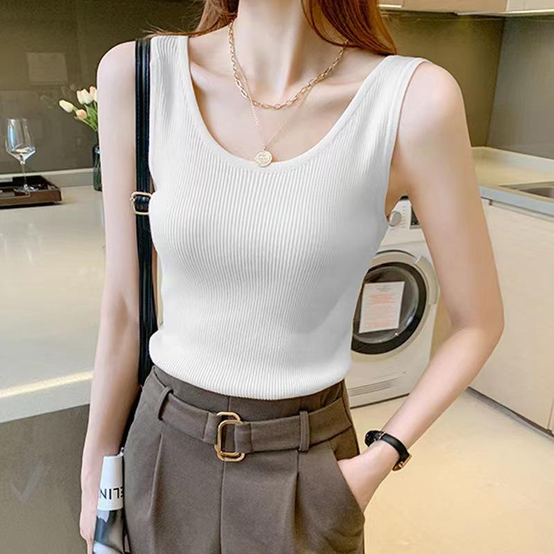 Women's Solid Color Ribbed Sleeveless Camisole - Versatile, Slimming, Elastic Tank Top