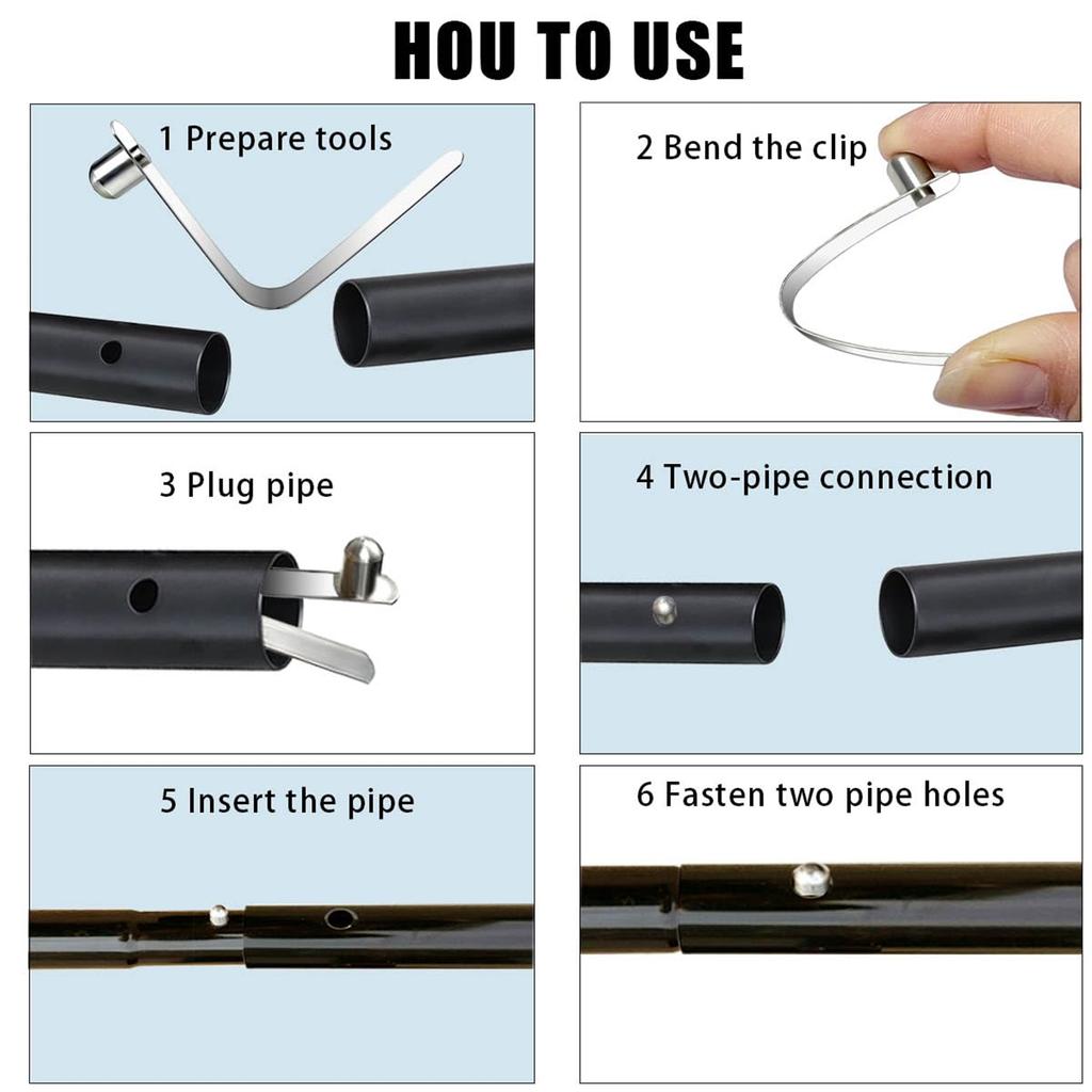 6Pcs Stainless Steel Kayak Paddle Spring Clips Replacement Awning Tent Poles Push Button Clips Tube Locking Pin Clips