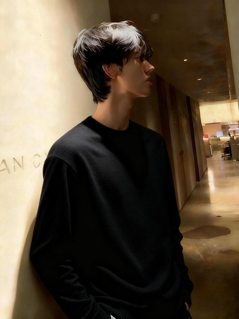 Cleanfit Men's Black Winter Knit Sweater - Plus Velvet Warm Lazy Style, Inner Layer Base, Couples' Outerwear