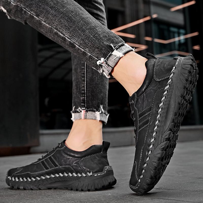 Spring Autumn Brand Mens Genuine Leather Shoes Flat Soft Mens Casual Shoes Fashion Male Footwear