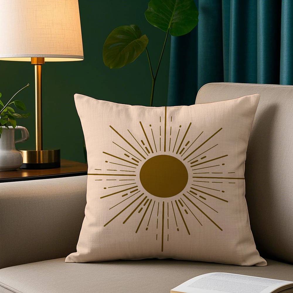 Retro Modern Sonnensonnensitzkissenbezug Kurzer Plüsch Druck Kissenbezug Quadratisch Dekokissenbezüge Sofa Heimdeko